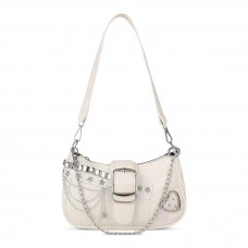 Mykng Nzw Leather Bags for Women, Women's Y2k Purse Cute Hobo Handbag Leather Sling Retro Purse with Zipper Closure,White