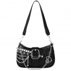 Mykng Nzw Leather Bags for Women, Women's Y2k Purse Cute Hobo Handbag Leather Sling Retro Purse with Zipper Closure,Black