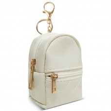 Mykng Nzw Mini Backpack Key Wallets with Keychain for Women, Cute PU Leather Key Pouches for Coins Lipstick Keys Jewelry Accessories Compact Travel Organizer (Beige)