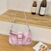 Mykng Nzw Leather Bags for Women, Women's Y2k Purse Cute Hobo Handbag Leather Sling Retro Purse with Zipper Closure,Pink