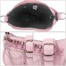 Mykng Nzw Leather Bags for Women, Women's Y2k Purse Cute Hobo Handbag Leather Sling Retro Purse with Zipper Closure,Pink
