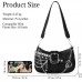 Mykng Nzw Leather Bags for Women, Women's Y2k Purse Cute Hobo Handbag Leather Sling Retro Purse with Zipper Closure,Black