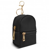 Mykng Nzw Mini Backpack Key Wallets with Keychain for Women, Cute PU Leather Key Pouches for Coins Lipstick Keys Jewelry Accessories Compact Travel Organizer (Black)