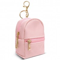 Mykng Nzw Mini Backpack Key Wallets with Keychain for Women, Cute PU Leather Key Pouches for Coins Lipstick Keys Jewelry Accessories Compact Travel Organizer (Pink)