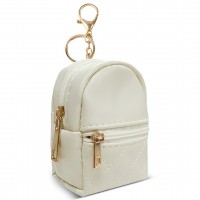 Mykng Nzw Mini Backpack Key Wallets with Keychain for Women, Cute PU Leather Key Pouches for Coins Lipstick Keys Jewelry Accessories Compact Travel Organizer (Beige)